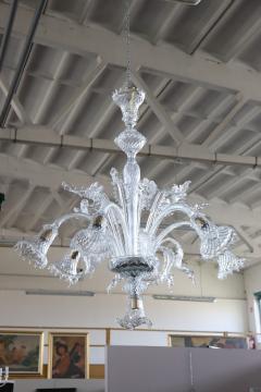 20th Century Italian Transparent Murano Glass Chandelier with 7 Bulbs - 4060723