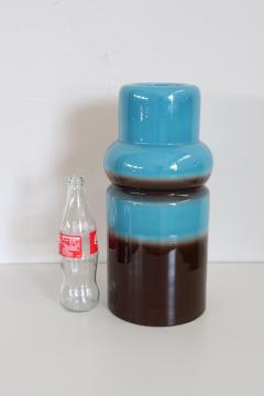 20th Century Italian Vintage Artistic Vase in Ceramic Blue and Brown Color - 2495105