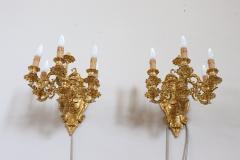 20th Century Majestic Pair of Wall Lights in Gilded Bronze - 3635977