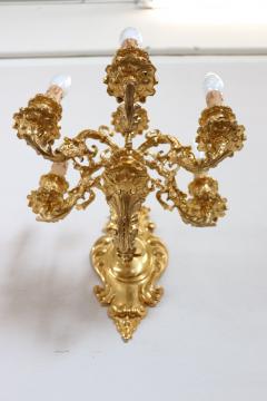 20th Century Majestic Pair of Wall Lights in Gilded Bronze - 3635982