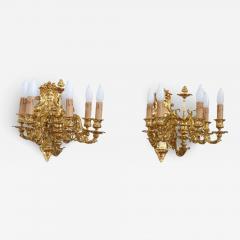 20th Century Majestic Pair of Wall Lights in Gilded Bronze - 3637087