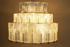 20th Century Modern Three Tier Glass Chandelier by Rupert Nikoll AT ca 1950 - 4695199