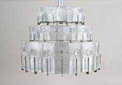 20th Century Modern Three Tier Glass Chandelier by Rupert Nikoll AT ca 1950 - 4695200