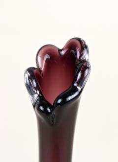 20th Century Murano Glass Long Neck Vase Bordeaux Red Italy circa 1970 - 4685143