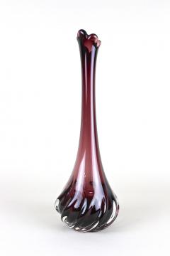 20th Century Murano Glass Long Neck Vase Bordeaux Red Italy circa 1970 - 4685146