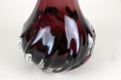 20th Century Murano Glass Long Neck Vase Bordeaux Red Italy circa 1970 - 4685152