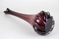 20th Century Murano Glass Long Neck Vase Bordeaux Red Italy circa 1970 - 4685153