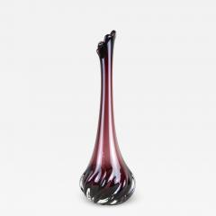20th Century Murano Glass Long Neck Vase Bordeaux Red Italy circa 1970 - 4688752