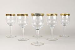 20th Century Murano Wine Glasses With Gold Rim Set Of 6 Italy ca 1940 - 3864956