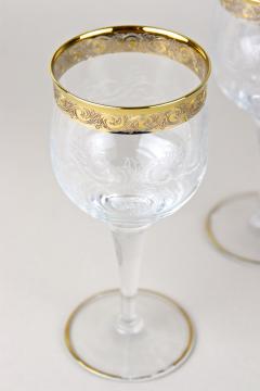 20th Century Murano Wine Glasses With Gold Rim Set Of 6 Italy ca 1940 - 3864964