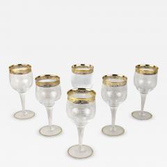 20th Century Murano Wine Glasses With Gold Rim Set Of 6 Italy ca 1940 - 3867093