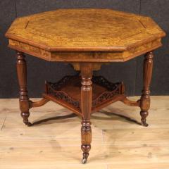 20th Century Octagonal Inlaid Wood Table - 3874988