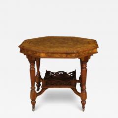 20th Century Octagonal Inlaid Wood Table - 3881326