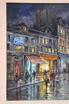 20th Century Oil Painting A Rainy Night in Montmartre Oil On Canvas Signed - 3848187