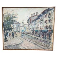 20th Century Oil Painting on Canvas Italian Artist City of Milan Porta Ticinese - 2635490