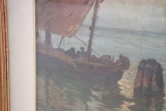 20th Century Oil on Board Italian Painting Marina Signed 1930s - 2218163