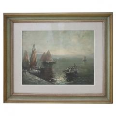 20th Century Oil on Canvas Italian Painting Marina with Fishermen Signed 1950s - 2218177