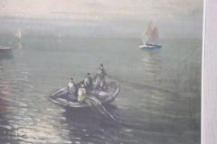 20th Century Oil on Canvas Italian Painting Marina with Fishermen Signed 1950s - 2218180