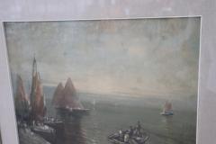 20th Century Oil on Canvas Italian Painting Marina with Fishermen Signed 1950s - 2218181