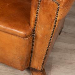 20th Century Pair Of Dutch Sheepskin Leather Wingback Chairs - 2983119