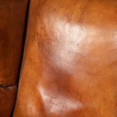 20th Century Pair Of Dutch Sheepskin Leather Wingback Chairs - 2983121