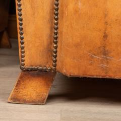 20th Century Pair Of Dutch Sheepskin Leather Wingback Chairs - 2983122