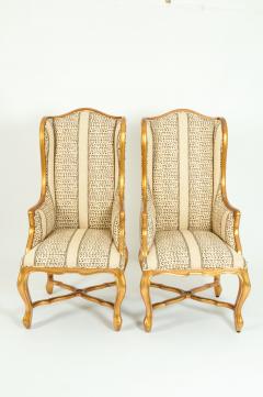 20th Century Pair of Giltwood Frame Bergeres Chairs Side Armchairs - 1131498