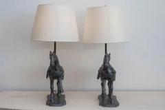 20th Century Pair of Tang Dynasty Style Horse Table Lamps - 4001766