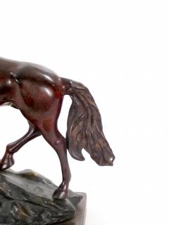 20th Century Patinated Bronze Decorative Sculpture of Horse Square Base - 3810412