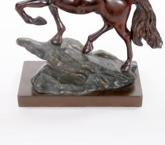 20th Century Patinated Bronze Decorative Sculpture of Horse Square Base - 3810413
