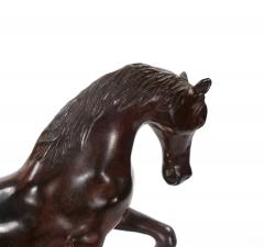 20th Century Patinated Bronze Decorative Sculpture of Horse Square Base - 3810424