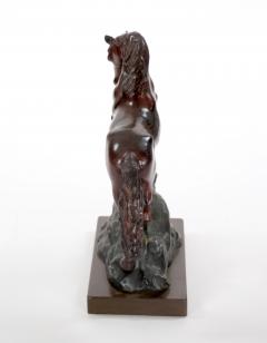 20th Century Patinated Bronze Decorative Sculpture of Horse Square Base - 3810426