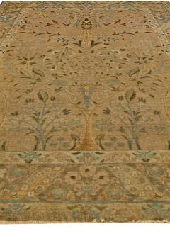 20th Century Persian Tabriz Gold Beige and Azure Handmade Wool Rug - 2454589
