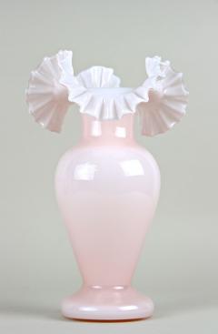 20th Century Pink Art Nouveau Glass Vase Frilly Edge Austria circa 1900 - 4739397