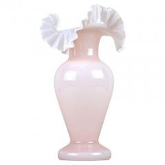 20th Century Pink Art Nouveau Glass Vase Frilly Edge Austria circa 1900 - 4739398