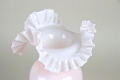 20th Century Pink Art Nouveau Glass Vase Frilly Edge Austria circa 1900 - 4739399