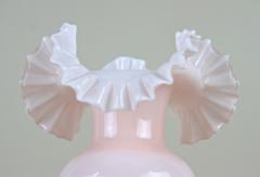 20th Century Pink Art Nouveau Glass Vase Frilly Edge Austria circa 1900 - 4739400