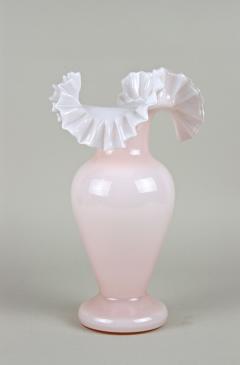 20th Century Pink Art Nouveau Glass Vase Frilly Edge Austria circa 1900 - 4739404