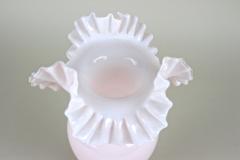 20th Century Pink Art Nouveau Glass Vase Frilly Edge Austria circa 1900 - 4739405