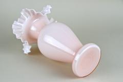 20th Century Pink Art Nouveau Glass Vase Frilly Edge Austria circa 1900 - 4739406