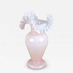 20th Century Pink Art Nouveau Glass Vase Frilly Edge Austria circa 1900 - 4739500