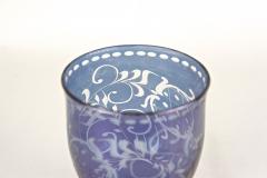 20th Century Purple Blue Iridescent Glass Vase Tumbler Engraved CZ ca 1920 - 3900743