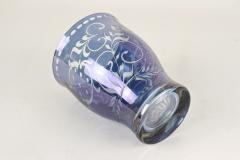 20th Century Purple Blue Iridescent Glass Vase Tumbler Engraved CZ ca 1920 - 3900749