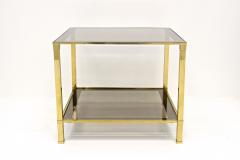 20th Century Regency Brass Side Table Smoked Glass Italy ca 1970 - 4731162