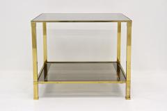 20th Century Regency Brass Side Table Smoked Glass Italy ca 1970 - 4731164