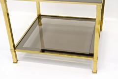 20th Century Regency Brass Side Table Smoked Glass Italy ca 1970 - 4731166