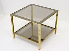 20th Century Regency Brass Side Table Smoked Glass Italy ca 1970 - 4731167