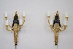20th Century Retour D egypte Style Pair of Sconces in Gilded Bronze - 3615227