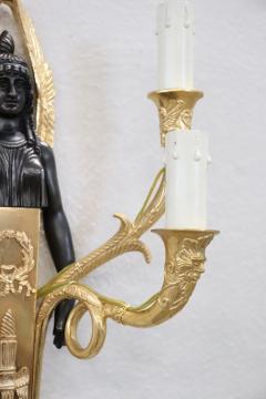 20th Century Retour D egypte Style Pair of Sconces in Gilded Bronze - 3615229