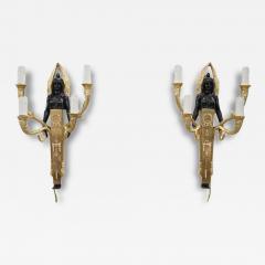 20th Century Retour D egypte Style Pair of Sconces in Gilded Bronze - 3616340
